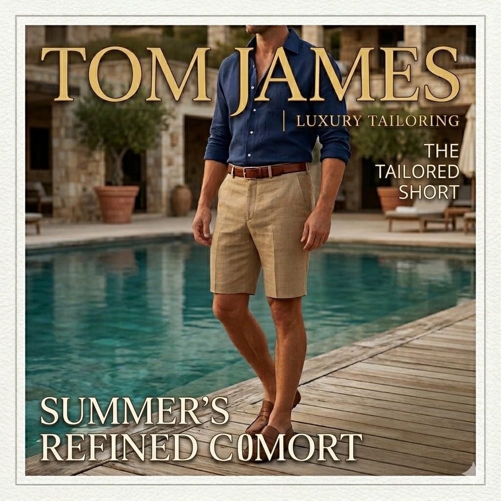 Tom James Dress Shorts‎ Men 40 Flat Front Regular Fit Tan Lightweight Chino